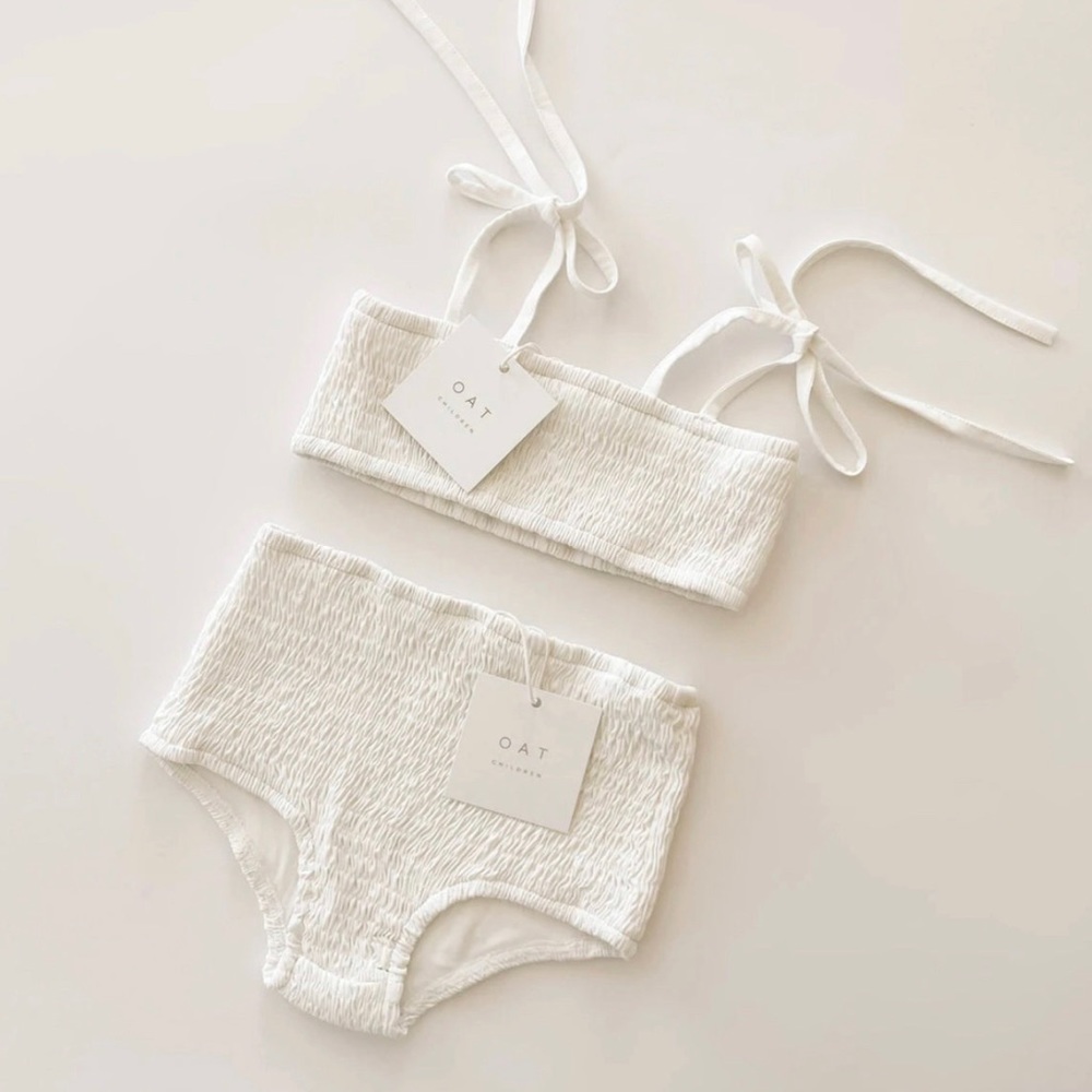 Toddler High Waisted Bikini Bottom and top - Coconut